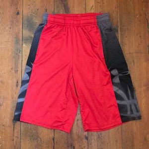 Boys red basketball shorts. Under armour
